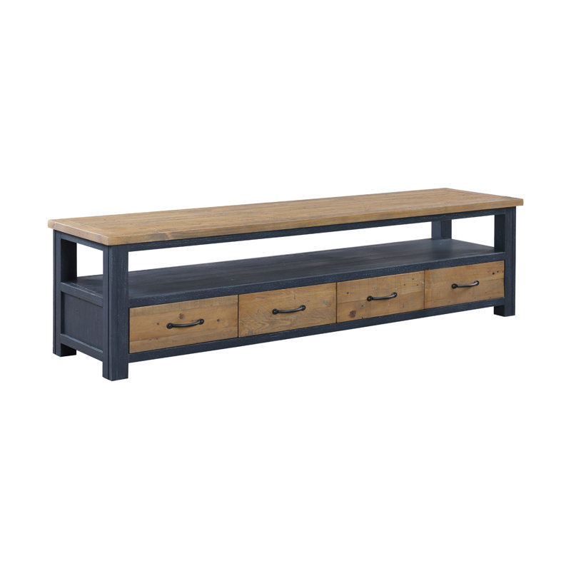 Splash Of White TV Stand, 47cm H x 180cm L x 40cm W, Blue/Natural 
