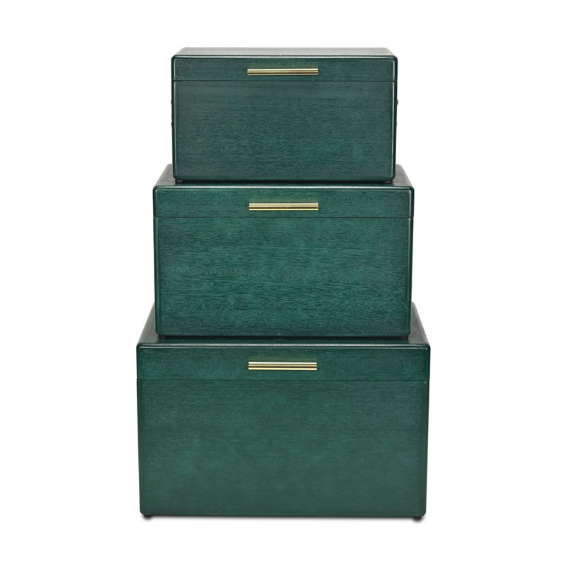 Ensemble de 3 malles Sable avec poignées dorées, Vert