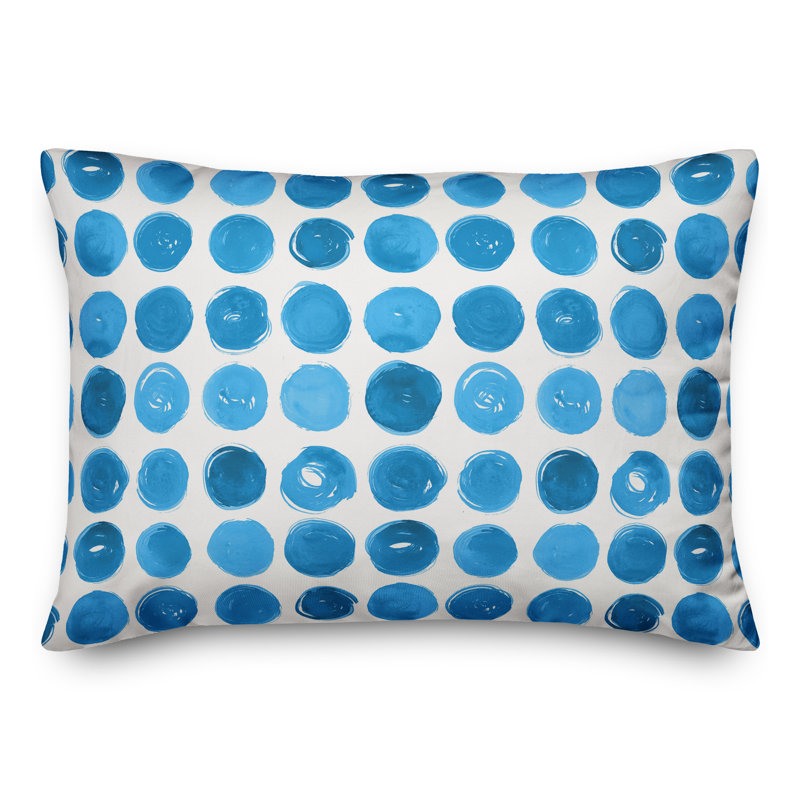  Coussin d'extérieur Watercolor Dots, Pas de bourre, Bleu / blanc