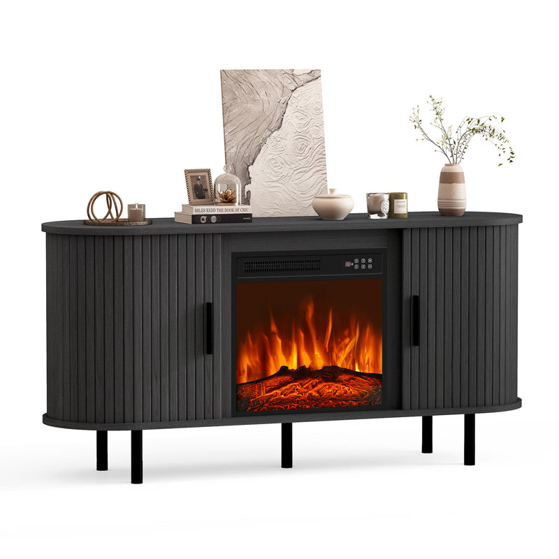 Unfinished with Fireplace Included, 68.7cm H x 139.7cm W x 40cm D, Black