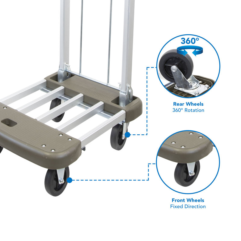 Mount-It! Foldable Push Cart, Weight Capacity 330 Lbs., Platform Cart with Folding Handle
