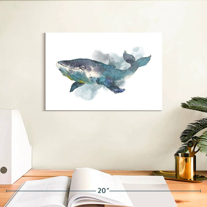 Baleine à l'aquarelle, H 8 po x l 12 po