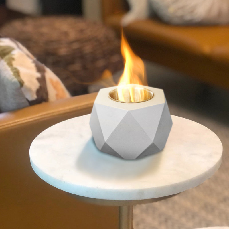 Stone Outdoor Tabletop Fireplace, White