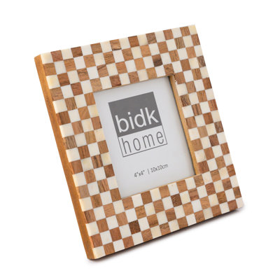 Picture Frame Bone & Wood Checkered Design