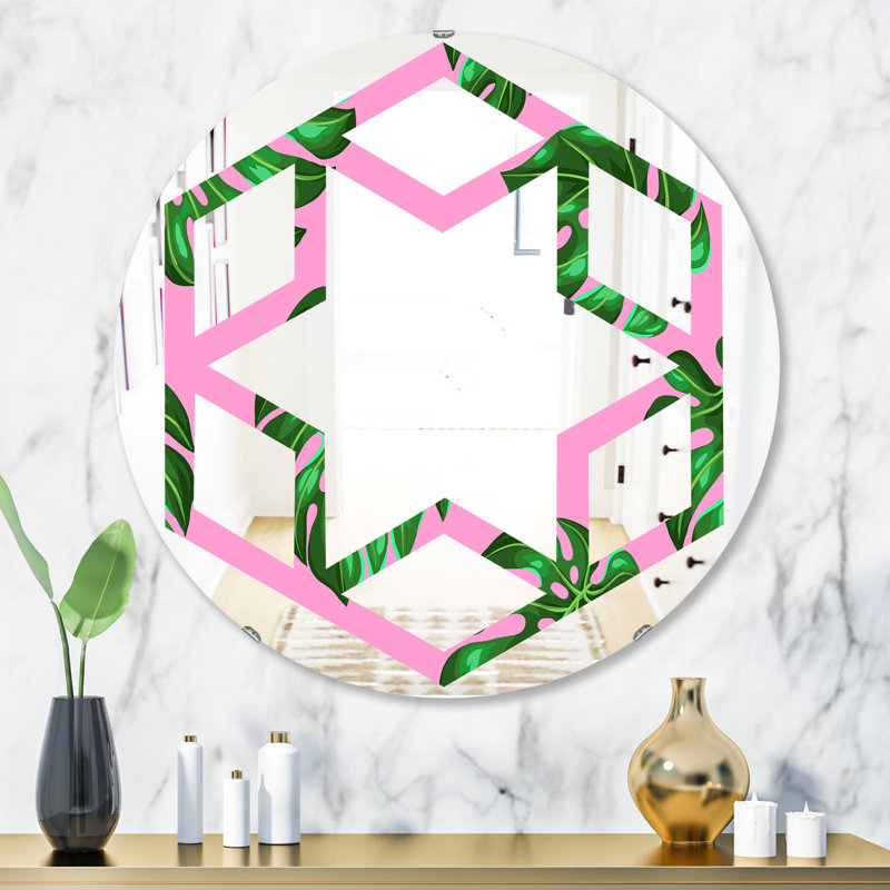 Miroir mural Hexagon Star, H 23,6 po x l 23,6 po, Étoile hexagonale tropicale 