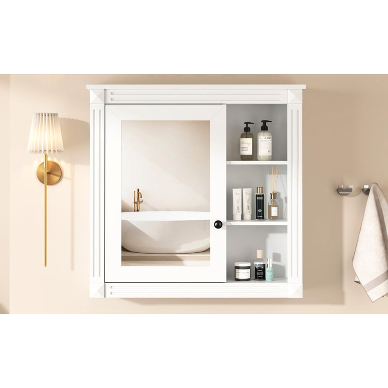 Armoire de salle de bain murale à miroir - Blanc, moderne et pratique
