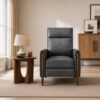 29.92″ High Tufted Back 3-Position Recliner with Side Storage and Solid Wood Legs