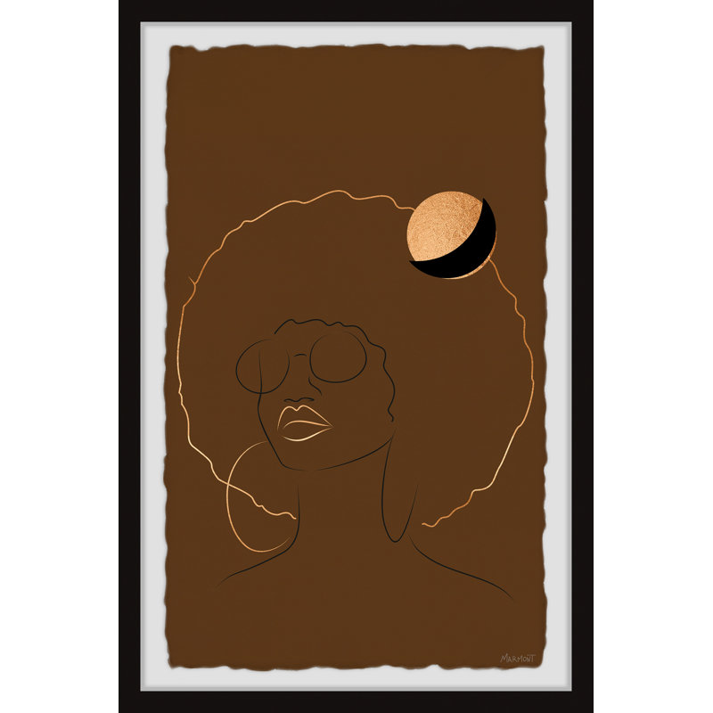 Cool Afro Outline 1 Piece Single Picture Frame Wall Art, 45cm H x 38cm W
