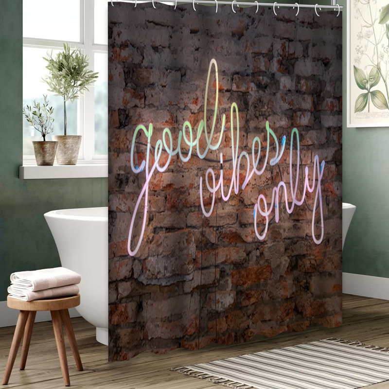 Rideau de douche Neon Good Vibes Only, L 72 po x l 72 po