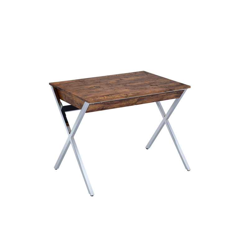 Callers Weathered Oak & Chrome Finish Writing Desk with Spacious Drawers and Durable Construction for Modern Home Offices