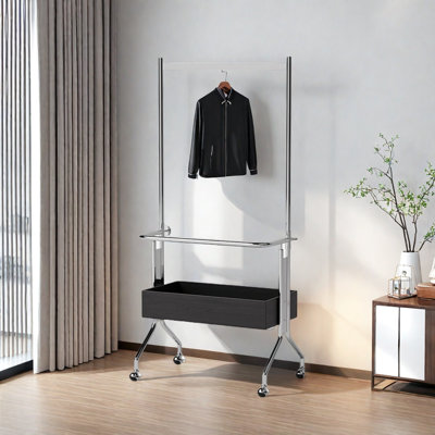 Bottom Stainless Steel Coat Rack 360° Wheels