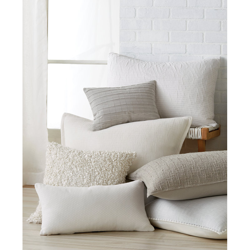 Small Gray Cotton Applique Decorative Throw Pillow