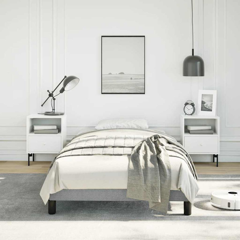 Structure de lit simple en contreplaqué de polyester gris clair