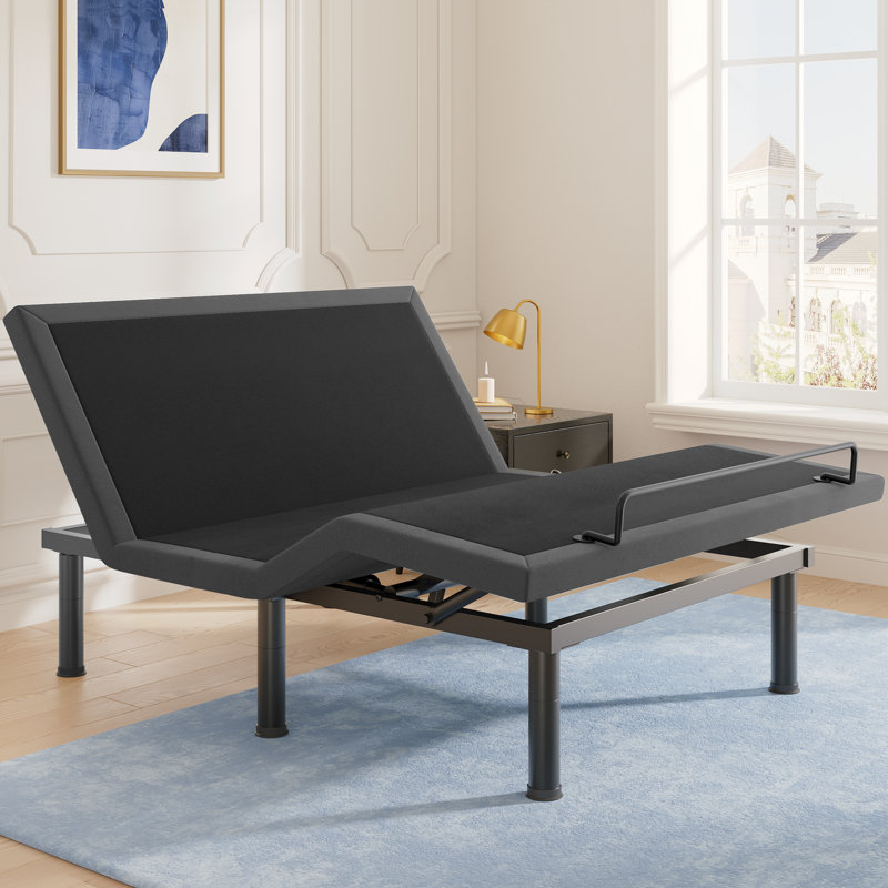 Structure de lit T450 avec télécommande, base ergonomique réglable avec inclinaison de la tête et des pieds, gravité zéro, veilleuse, moteur silencieux et 3 pieds réglables en hauteur, assemblage facile