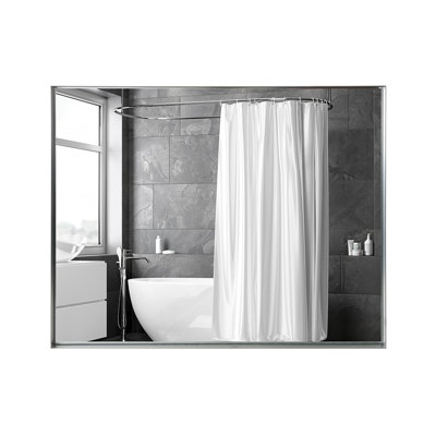 Miroir de salle de bain rectangulaire encadré argenté lustré 36 po x 24 po pour cadre de salle de bain