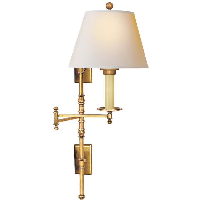 Chapman & Myers Dorchester Double Backplate Swing Arm, Antique Burnished Brass, Black