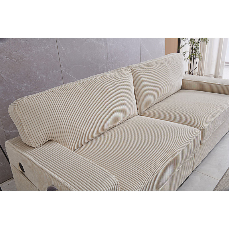 Modern Loveseat With Adjustable Headrests, Cream