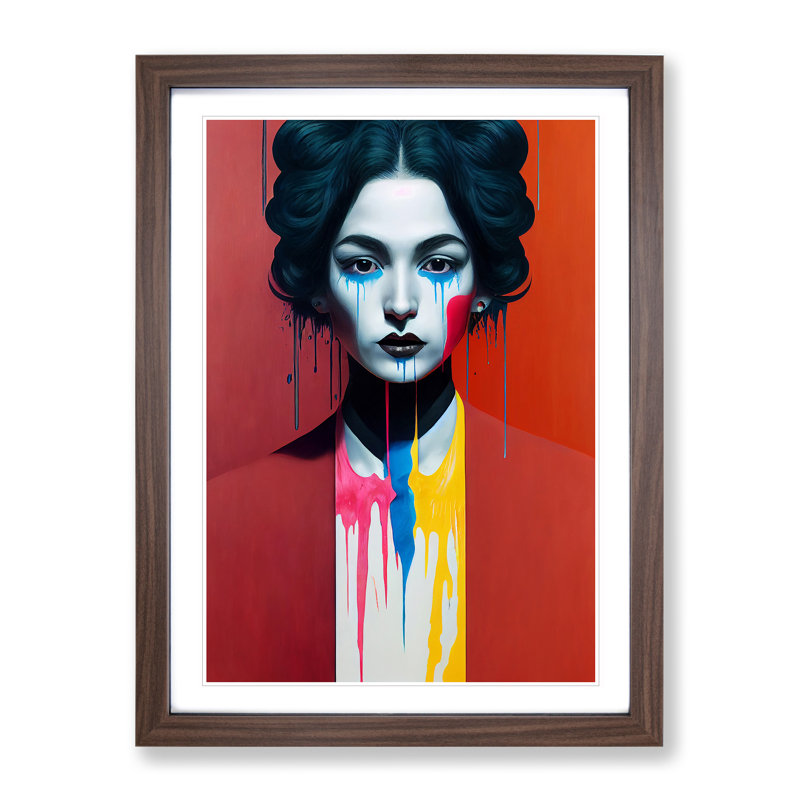 Painted Woman No.3 Abstract - Wall Art, 34cm H x 25cm W, Walnut Framed