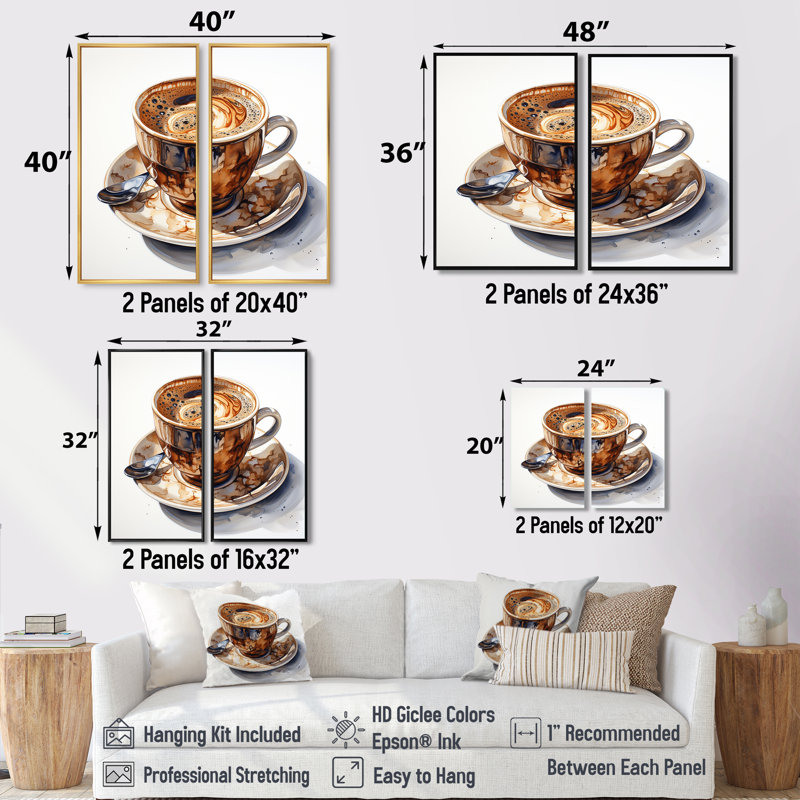 Grande tasse à café brune Temptation III - café, Black, 36" H x 48" W, Impression encadrée flottante