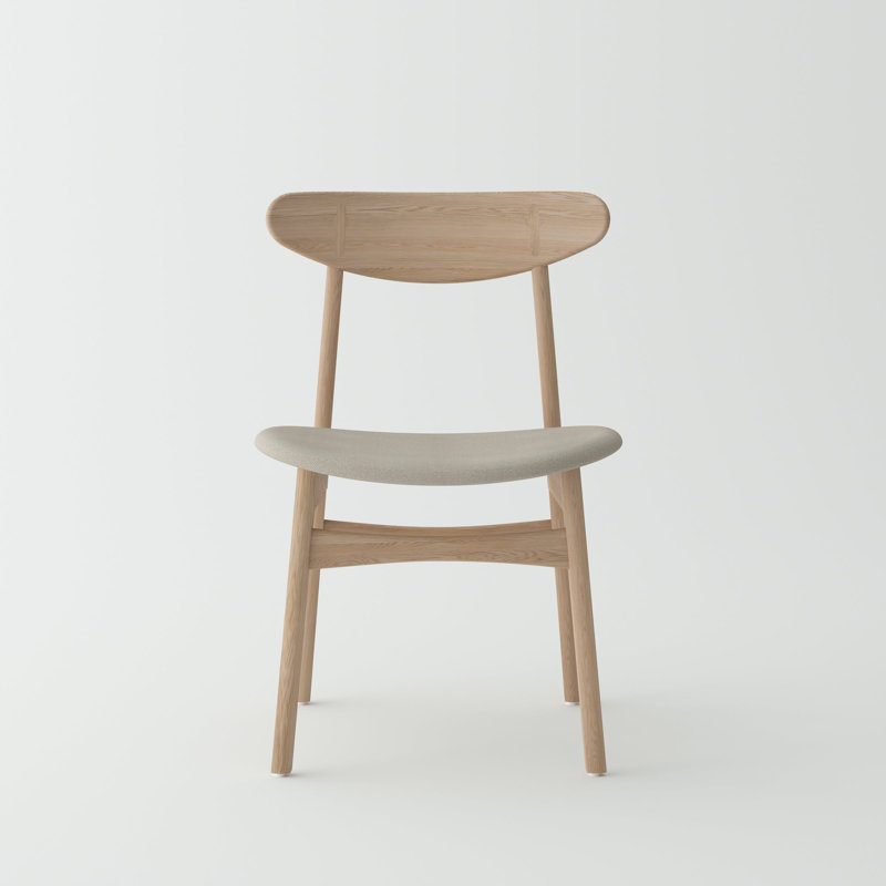 Chaise de salle à manger Shornick Mid-Century - Siège en bois de chêne massif et tissu, 8