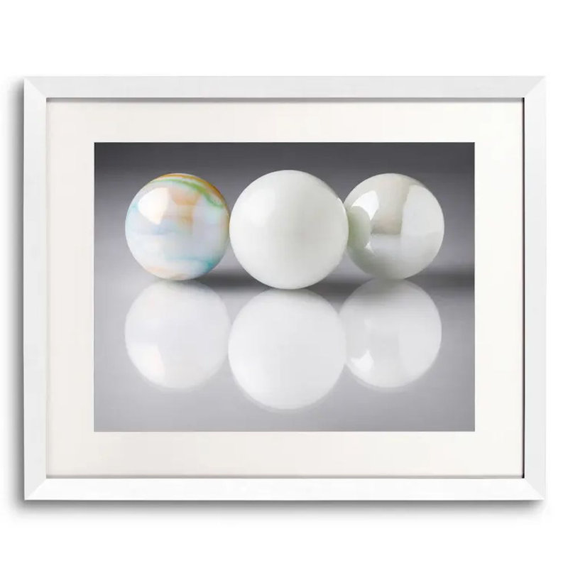 Marbles by Philippe Monthoux, White Single Picture Framed Paper, White, 32" H x 41" W x 1.25" D