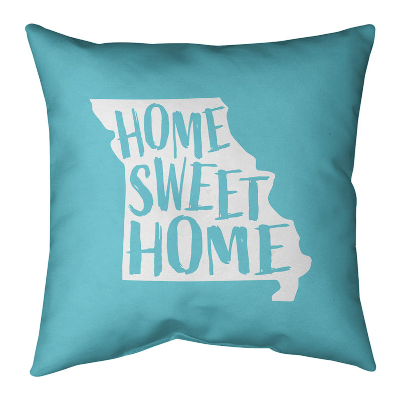 Coussin de minnesota, H 16 po x l 16 po, Missouri, Bleu sarcelle