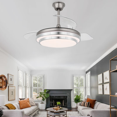 Aadvik 42" Retractable Ceiling Fan with LED Lights and Remote, 6-speed Reversible Fan