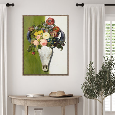 «Summer Skull» par Marja van den, reproduction d'art sur toile encadrée