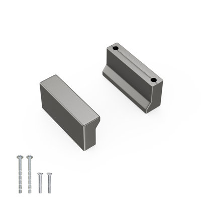 CEME 10 Pack Gray Finger Pulls 1.26 Inch CC Aluminum Cabinet Handles