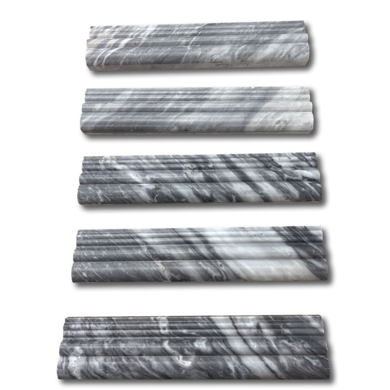 Bardiglio 3" x 12" Marble Grid Mosaic Wall & Floor Tile, Light Gray