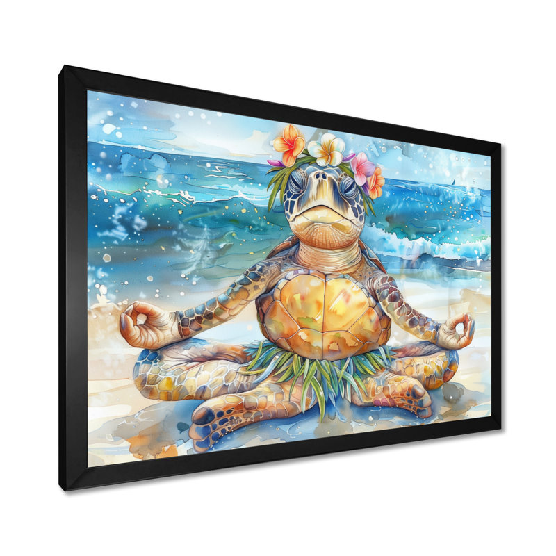 Salldar - reproduction d'art de tortue, Toile encadrée noire simple, H 12 po x l 20 po x P 1 po