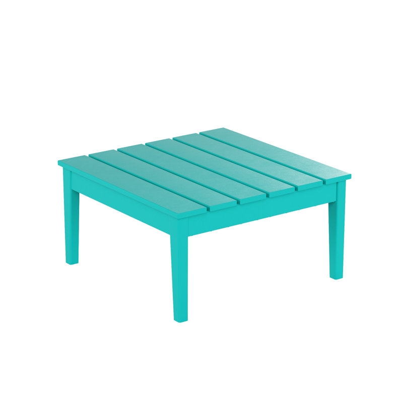 Table basse d'extérieur carrée en PEHD Joubert, Turquoise