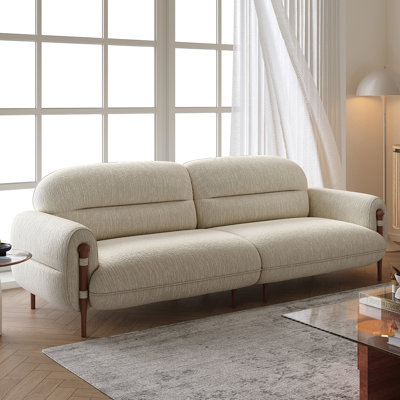 86.61"White Solid wood chenille Sofa