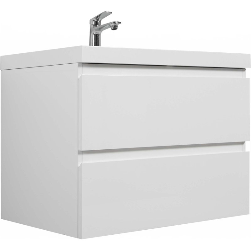 Floating Bathroom Vanity With Sink, White