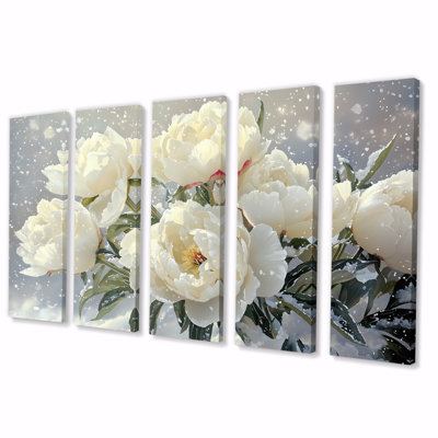 Pivoine enneigée enneigée I - - Décoration murale pivoines - - Art mural traditionnel traditionnel