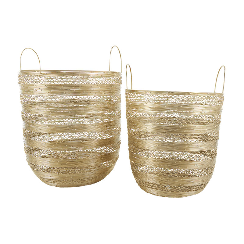 Ensemble de 2 paniers en bois massif et manufacturé Jaquelyne