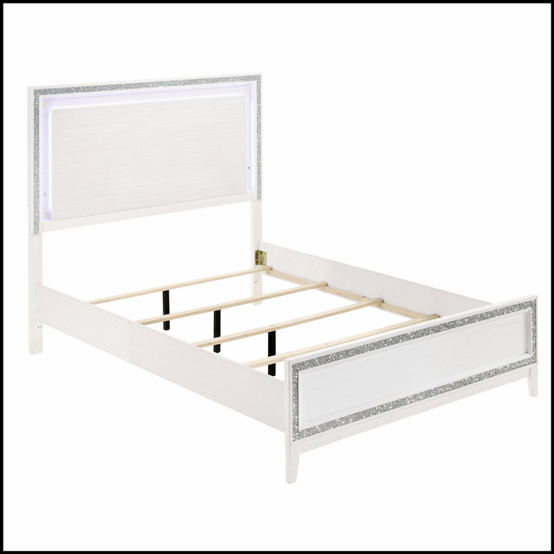 Bed with LED Lighting Headboard, Combining Modern Design and Comfort for a Luxurious Sleep Experience.
