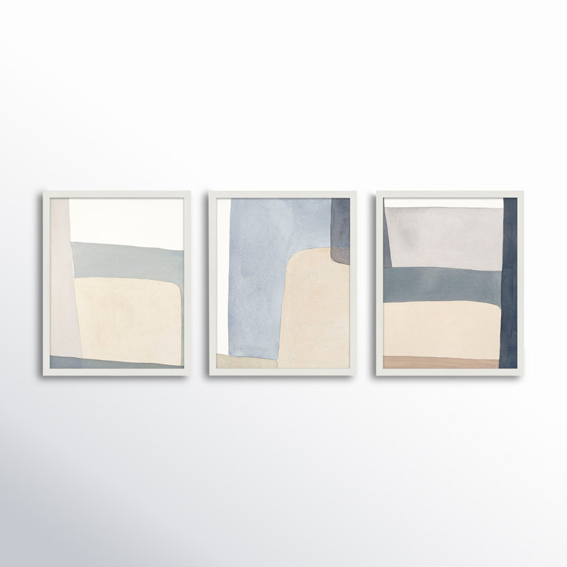 Grey Hue Set Of 3 by Julia Balfour, Picture Framed Paper, 25" H x 60" W, Brown