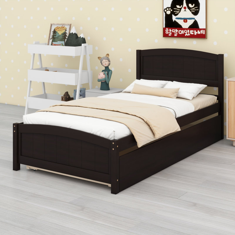 Lit plateforme avec lit gigogne, Espresso