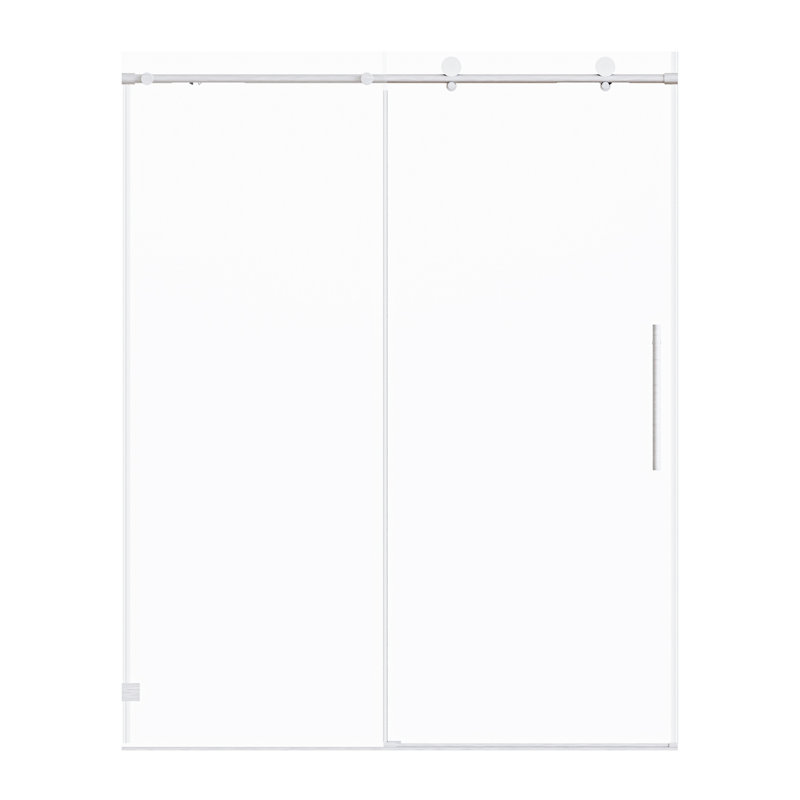 56-60" W x 74" H Frameless Shower Door Single Sliding Soft-Close with 5/16"(8mm) Tempered Glass, Brushed Nickel