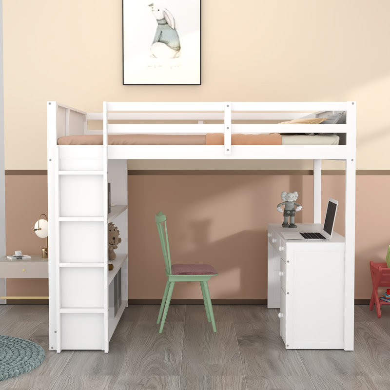 Lit mezzanine double Jaylee par Harriet Bee, Blanc
