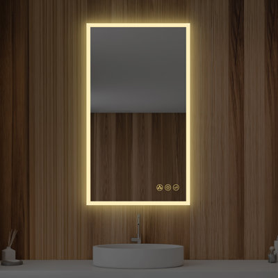 Ibanez LED Lighted Bathroom Mirror with Defogger – Wall-Mounted Vanity Mirror with Dimmable Lights & Adjustable Color Temperature -  Ivy Bronx, 7814C4E2E7054CCEA1D52FCBCEED49F7