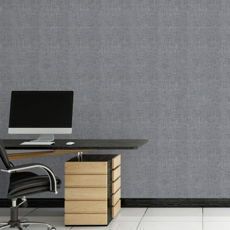 Panneau de papier peint texturé auto-adhésif gris anthracite L 9 pi x l 24 po, couvre 18 pieds carrés, Charcoal Grey