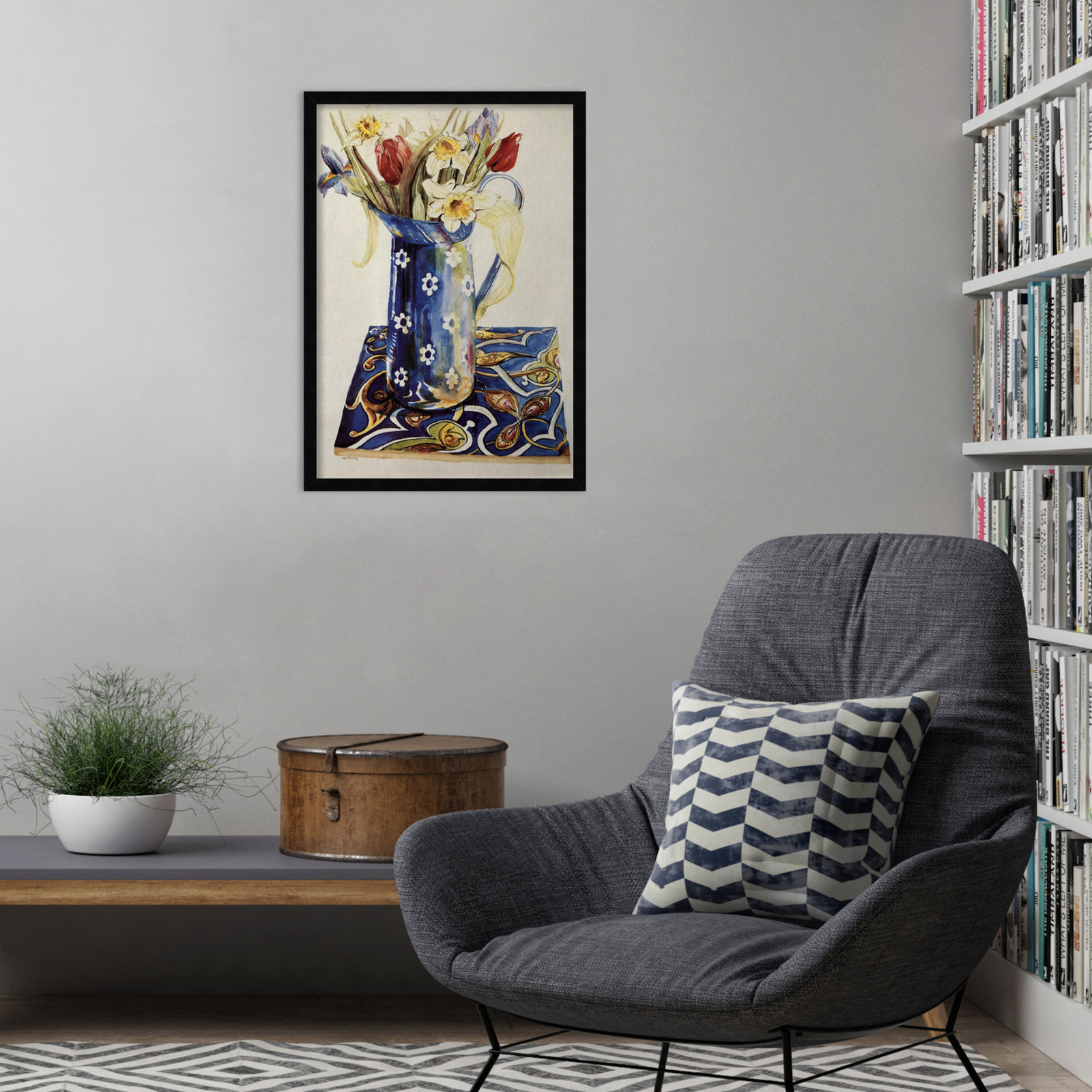 Chancy "Tulips" Print by Joan Thewsey, Black, 25" H x 18" W x 1" D