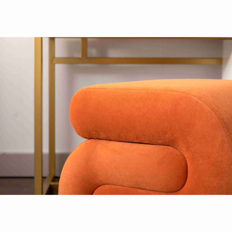 Tabouret de maquillage en S en forme de S, Velours orange