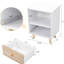 Rangement de chevet intérieur blanc avec un tiroir, des pieds courts en pin et une tablette, parfait pour le décor de la chambre à coucher, compartiment simple, armoire simple, installation facile
