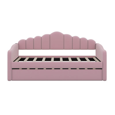 Twin Size Upholstered Daybed With Trundle, Velvet Sofa Bed With USB Charging Ports by Latitude Run