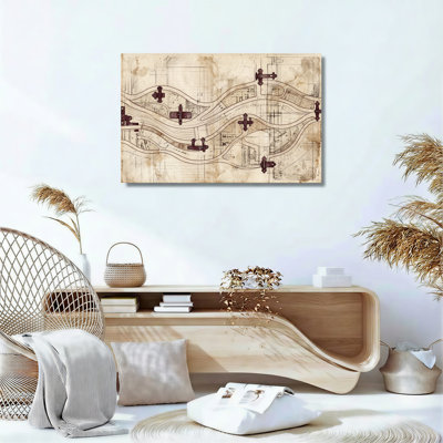 Ensemble de 1 toile murale vintage représentant une carte