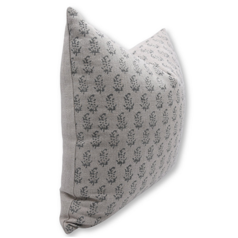  Housse de coussin d'intérieur / extérieur Floral Linen, Carré, 20 po x 20 po, Floral gris 1