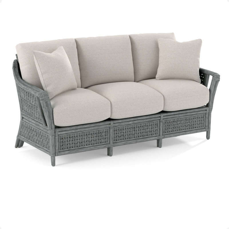 Boca 78'' Upholstered Sofa, White Textured Performance, Nickel